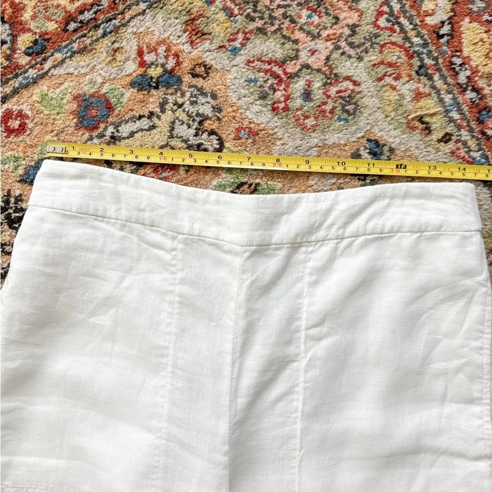 The White Company White Linen Wide Leg Crop Pants Size 6 NWOT Flat Front Pockets - Picture 7 of 7